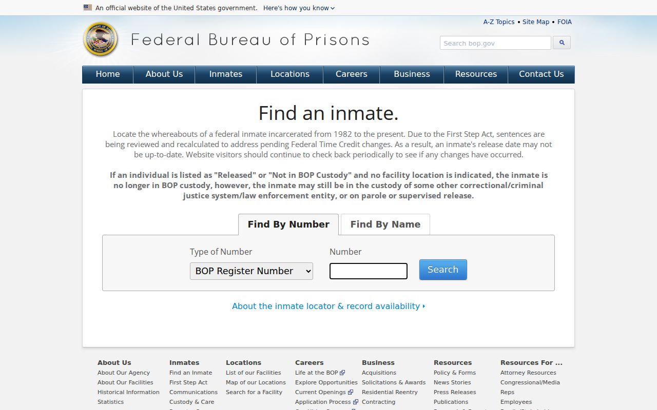 Washington arrest lookup using the federal inmate locator