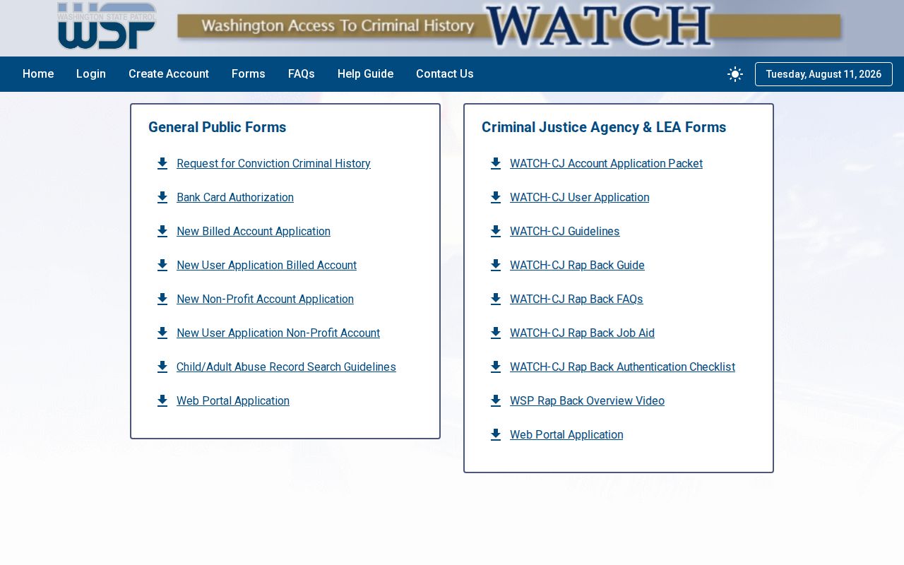 Washington State Patrol criminal history forms