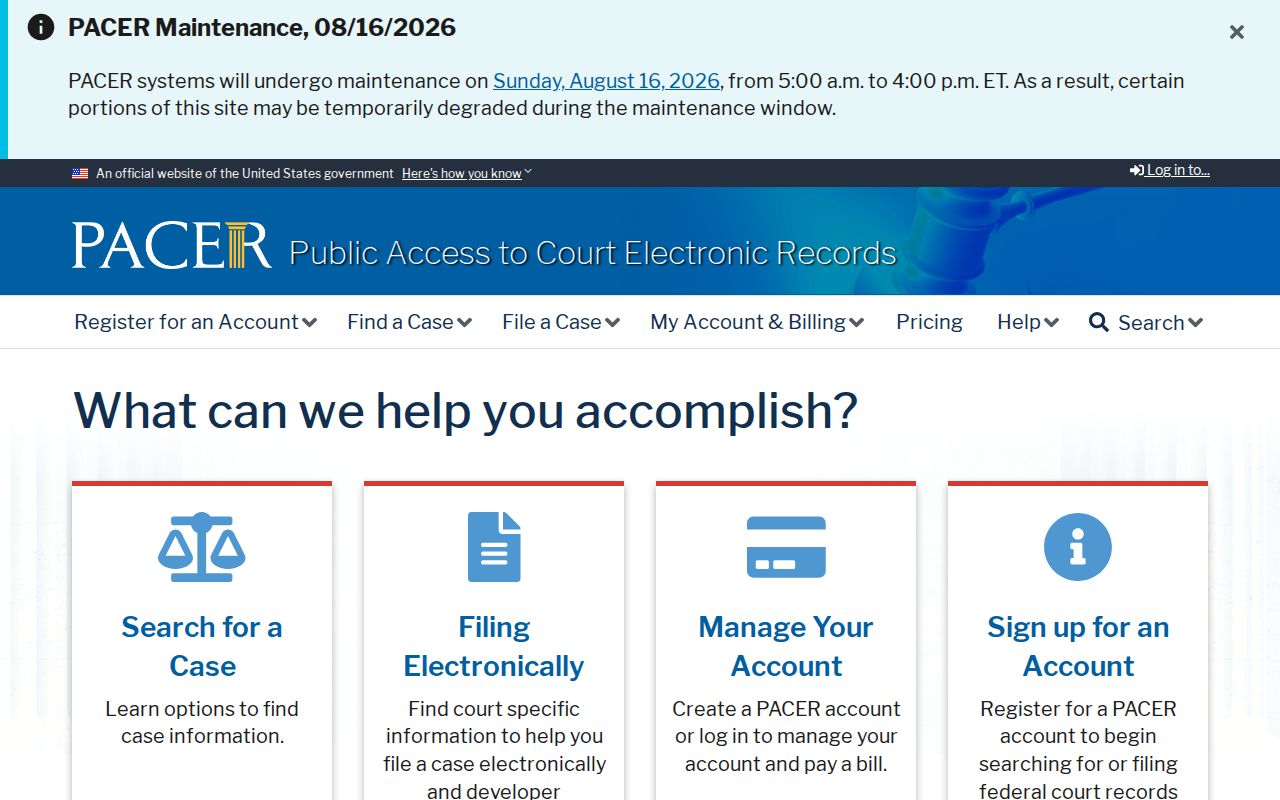 Federal court records for Washington criminal cases in PACER