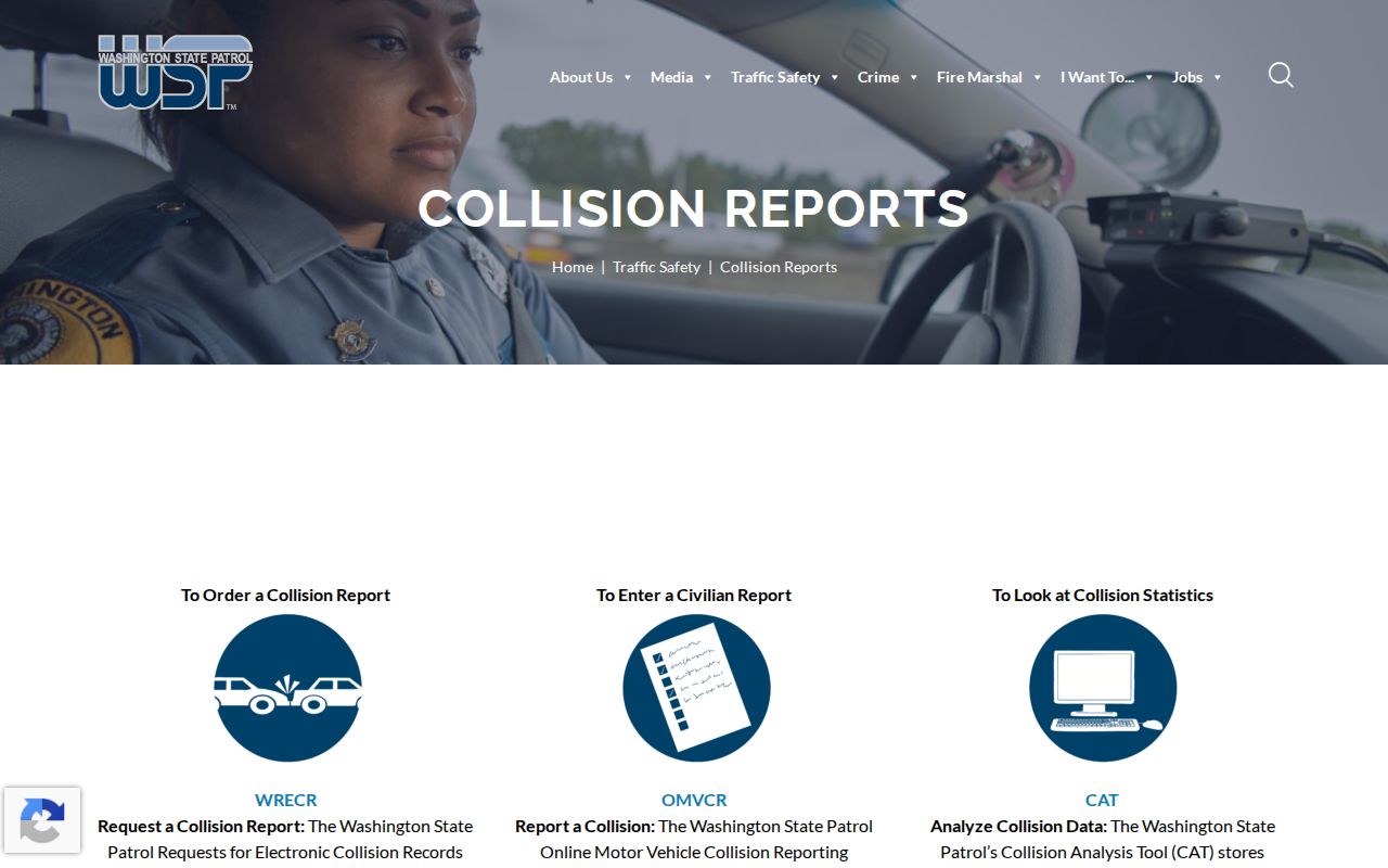 Washington State Patrol criminal and collision record request